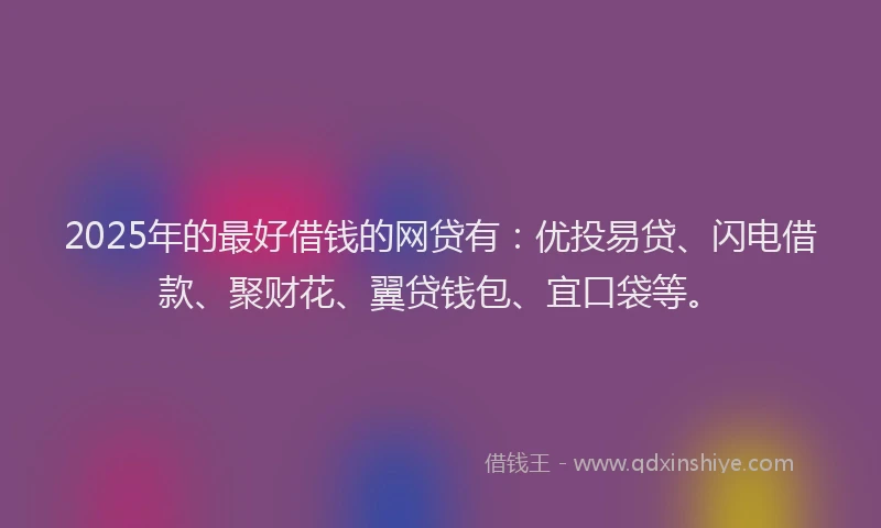 2025年的最好借钱的网贷有：优投易贷、闪电借款、聚财花、翼贷钱包、宜口袋等。
