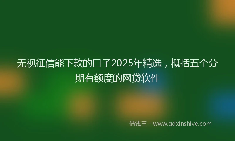 无视征信能下款的口子2025年精选，概括五个分期有额度的网贷软件
