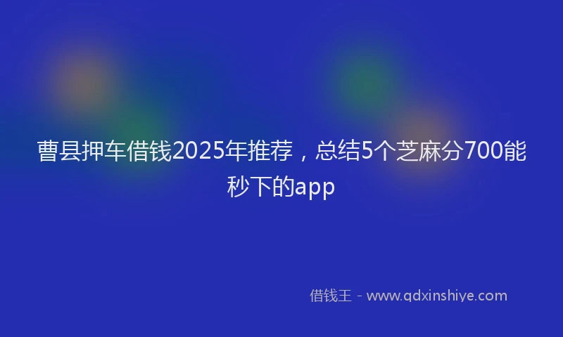 曹县押车借钱2025年推荐，总结5个芝麻分700能秒下的app