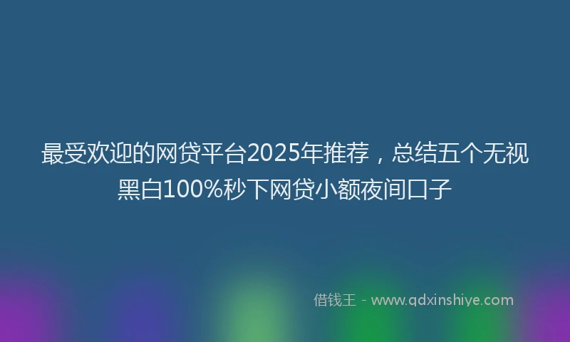 最受欢迎的网贷平台2025年推荐，总结五个无视黑白100%秒下网贷小额夜间口子
