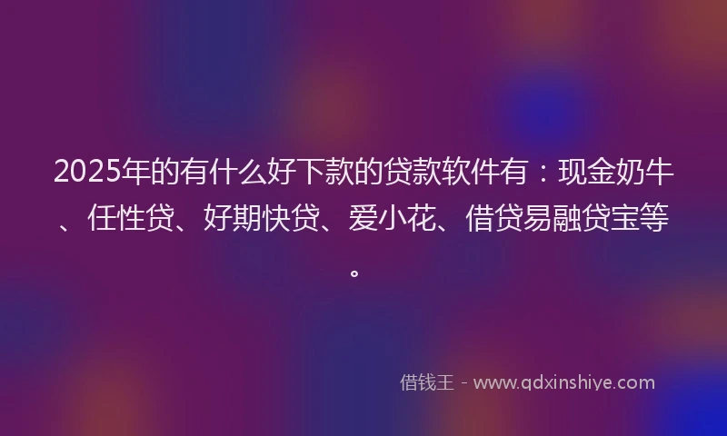 2025年的有什么好下款的贷款软件有：现金奶牛、任性贷、好期快贷、爱小花、借贷易融贷宝等。