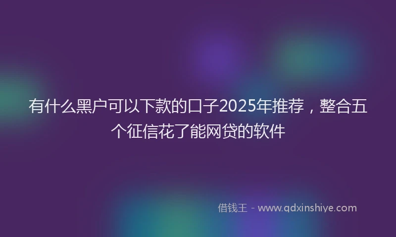 有什么黑户可以下款的口子2025年推荐，整合五个征信花了能网贷的软件