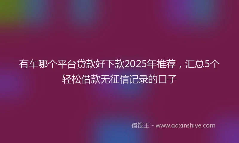 有车哪个平台贷款好下款2025年推荐，汇总5个轻松借款无征信记录的口子