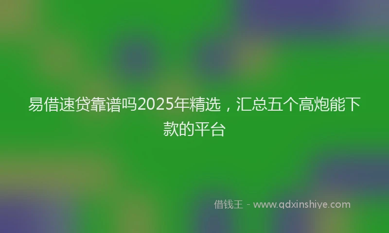 易借速贷靠谱吗2025年精选，汇总五个高炮能下款的平台