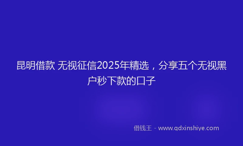 昆明借款 无视征信2025年精选，分享五个无视黑户秒下款的口子