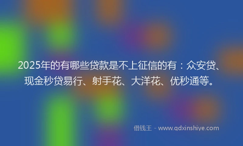2025年的有哪些贷款是不上征信的有：众安贷、现金秒贷易行、射手花、大洋花、优秒通等。