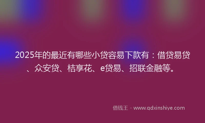 2025年的最近有哪些小贷容易下款有：借贷易贷、众安贷、桔享花、e贷易、招联金融等。