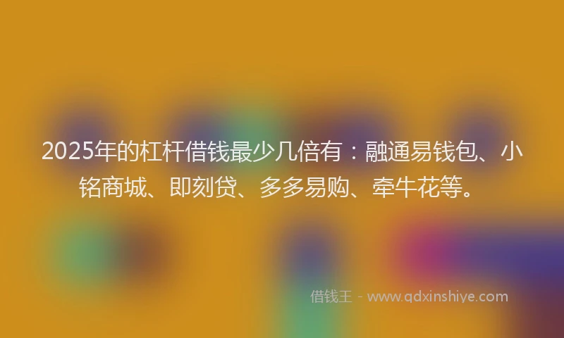 2025年的杠杆借钱最少几倍有：融通易钱包、小铭商城、即刻贷、多多易购、牵牛花等。