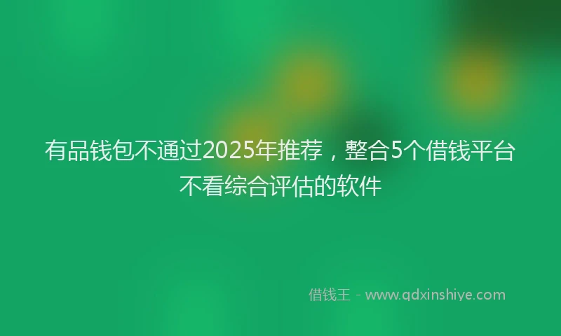 有品钱包不通过2025年推荐，整合5个借钱平台不看综合评估的软件