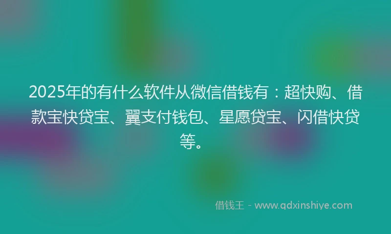 2025年的有什么软件从微信借钱有：超快购、借款宝快贷宝、翼支付钱包、星愿贷宝、闪借快贷等。