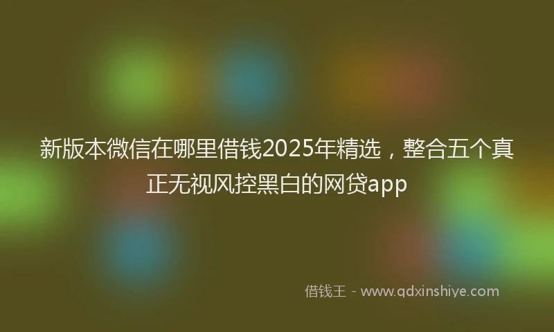 新版本微信在哪里借钱2025年精选，整合五个真正无视风控黑白的网贷app
