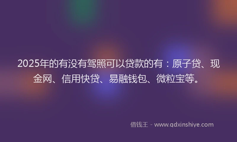 2025年的有没有驾照可以贷款的有：原子贷、现金网、信用快贷、易融钱包、微粒宝等。