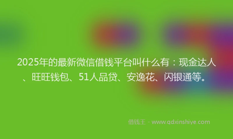 2025年的最新微信借钱平台叫什么有：现金达人、旺旺钱包、51人品贷、安逸花、闪银通等。