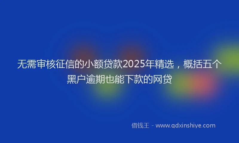 无需审核征信的小额贷款2025年精选，概括五个黑户逾期也能下款的网贷
