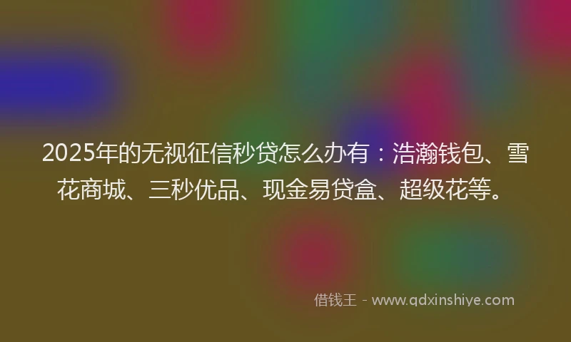 2025年的无视征信秒贷怎么办有:浩瀚钱包、雪花商城、三秒优品、现金易贷盒、超级花等。