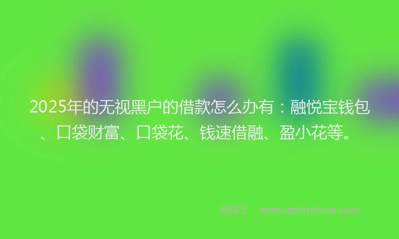 2025年的无视黑户的借款怎么办有：融悦宝钱包、口袋财富、口袋花、钱速借融、盈小花等。