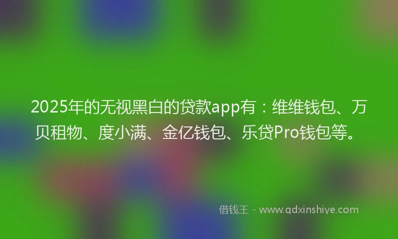 2025年的无视黑白的贷款app有：维维钱包、万贝租物、度小满、金亿钱包、乐贷Pro钱包等。