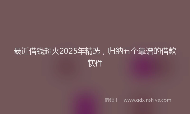 最近借钱超火2025年精选，归纳五个靠谱的借款软件