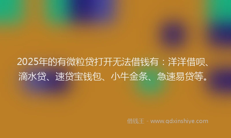 2025年的有微粒贷打开无法借钱有：洋洋借呗、滴水贷、速贷宝钱包、小牛金条、急速易贷等。
