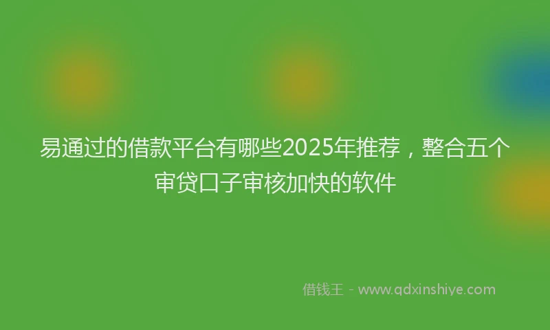 易通过的借款平台有哪些2025年推荐，整合五个审贷口子审核加快的软件