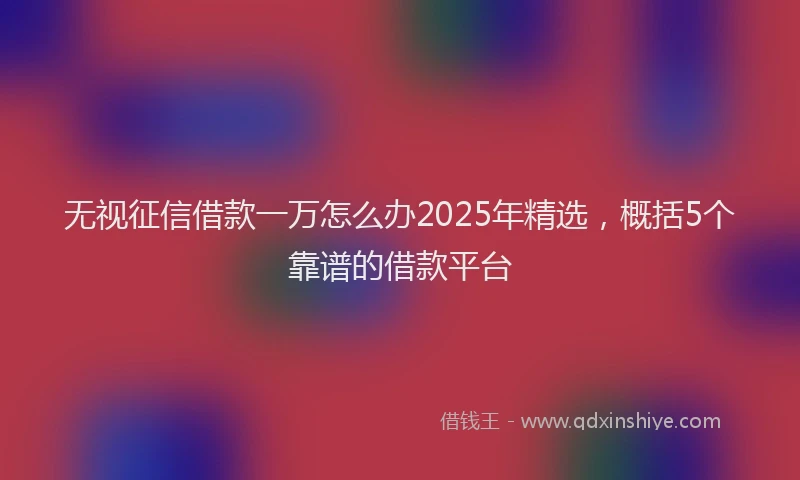 无视征信借款一万怎么办2025年精选，概括5个靠谱的借款平台