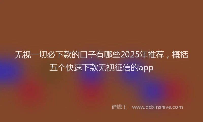 无视一切必下款的口子有哪些2025年推荐，概括五个快速下款无视征信的app