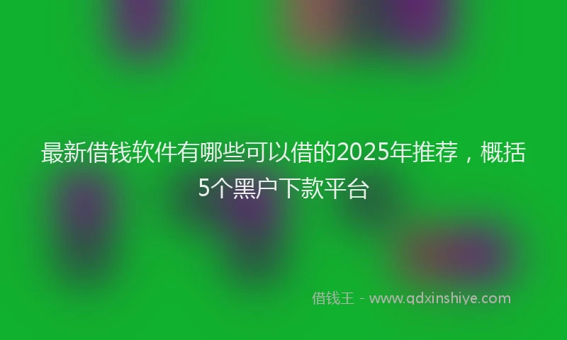 最新借钱软件有哪些可以借的2025年推荐，概括5个黑户下款平台