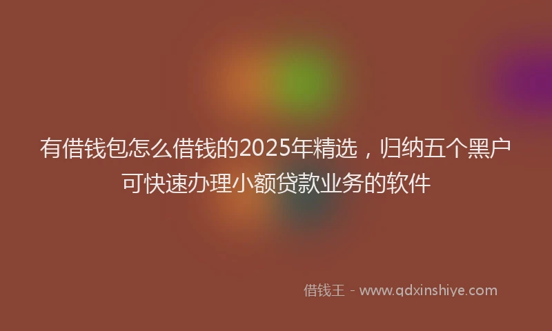 有借钱包怎么借钱的2025年精选，归纳五个黑户可快速办理小额贷款业务的软件