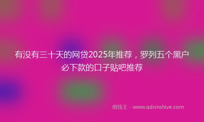 有没有三十天的网贷2025年推荐，罗列五个黑户必下款的口子贴吧推荐