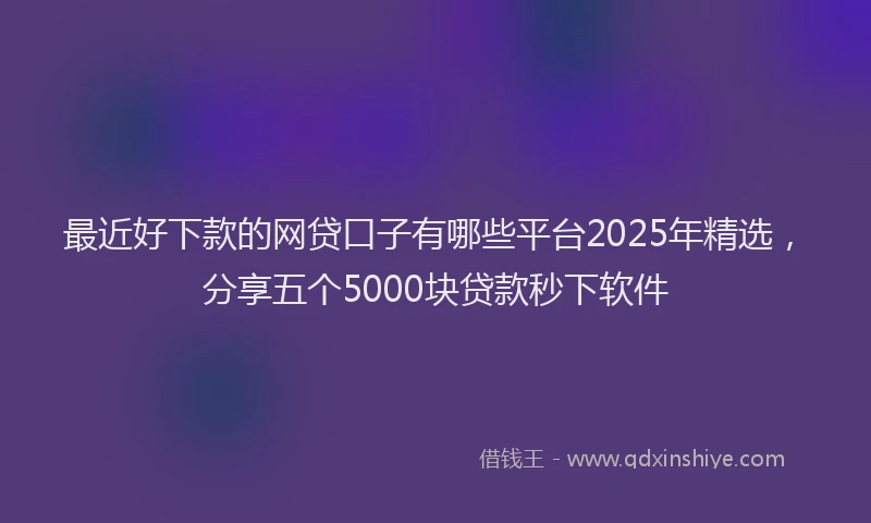 最近好下款的网贷口子有哪些平台2025年精选，分享五个5000块贷款秒下软件