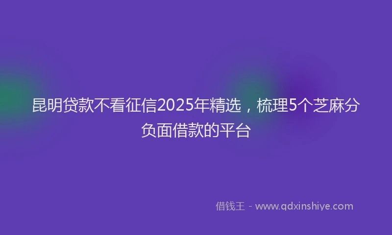 昆明贷款不看征信2025年精选，梳理5个芝麻分负面借款的平台