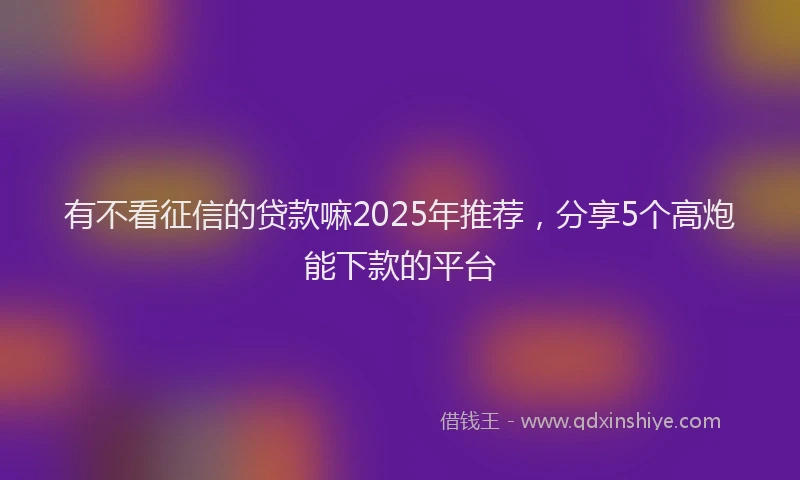 有不看征信的贷款嘛2025年推荐，分享5个高炮能下款的平台