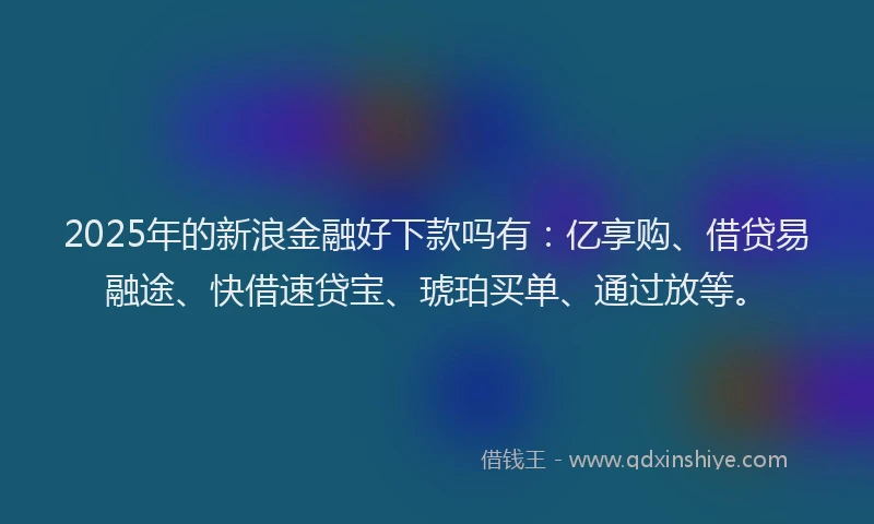 2025年的新浪金融好下款吗有：亿享购、借贷易融途、快借速贷宝、琥珀买单、通过放等。