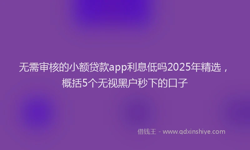 无需审核的小额贷款app利息低吗2025年精选，概括5个无视黑户秒下的口子