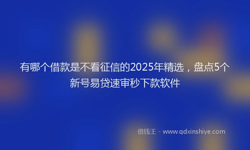 有哪个借款是不看征信的2025年精选，盘点5个新号易贷速审秒下款软件