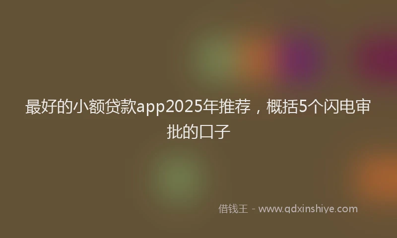 最好的小额贷款app2025年推荐，概括5个闪电审批的口子
