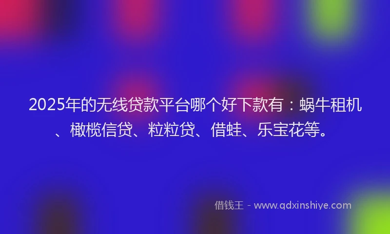2025年的无线贷款平台哪个好下款有：蜗牛租机、橄榄信贷、粒粒贷、借蛙、乐宝花等。