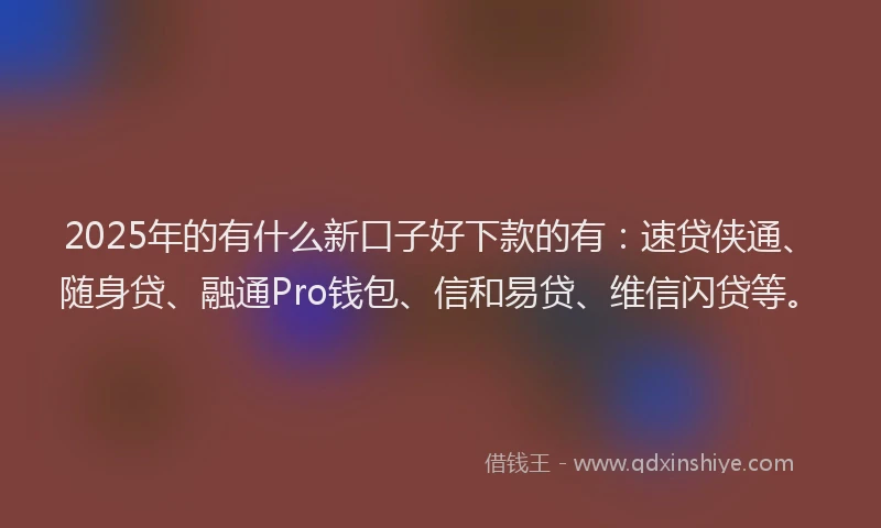 2025年的有什么新口子好下款的有：速贷侠通、随身贷、融通Pro钱包、信和易贷、维信闪贷等。