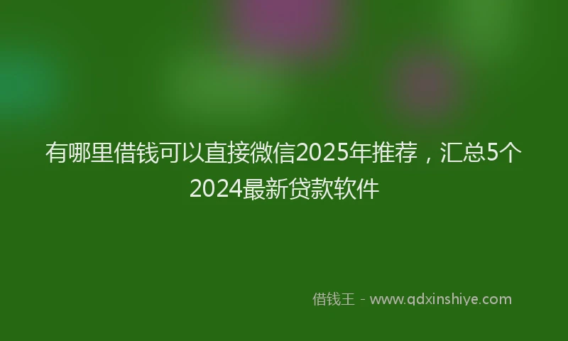 有哪里借钱可以直接微信2025年推荐，汇总5个2024最新贷款软件