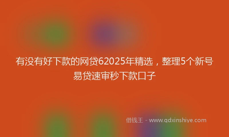 有没有好下款的网贷62025年精选，整理5个新号易贷速审秒下款口子
