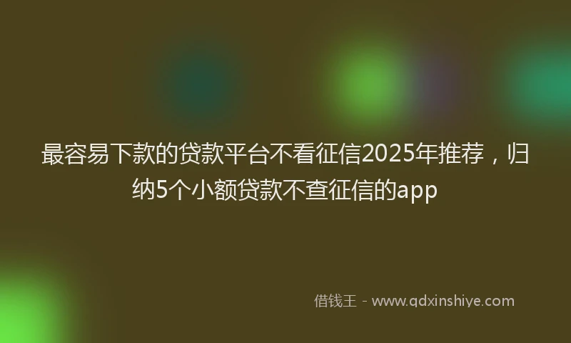 最容易下款的贷款平台不看征信2025年推荐，归纳5个小额贷款不查征信的app
