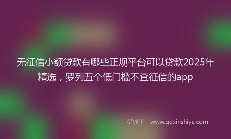 无征信小额贷款有哪些正规平台可以贷款2025年精选，罗列五个低门槛不查征信的app