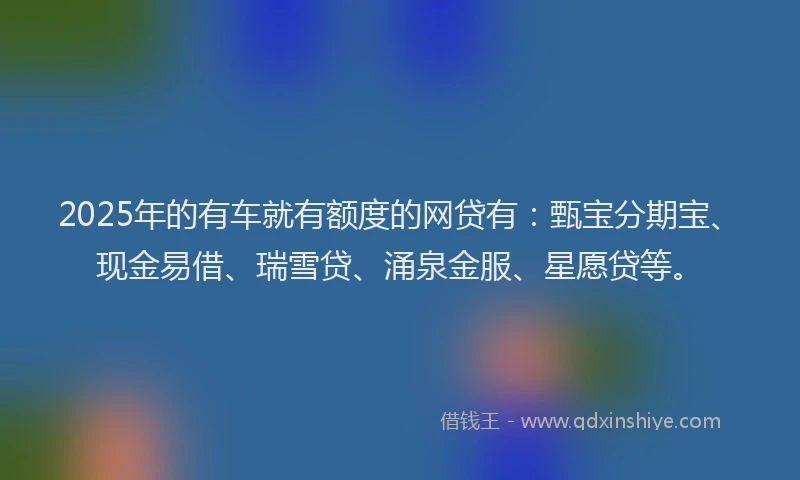 2025年的有车就有额度的网贷有：甄宝分期宝、现金易借、瑞雪贷、涌泉金服、星愿贷等。