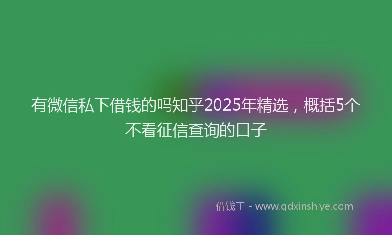 有微信私下借钱的吗知乎2025年精选，概括5个不看征信查询的口子