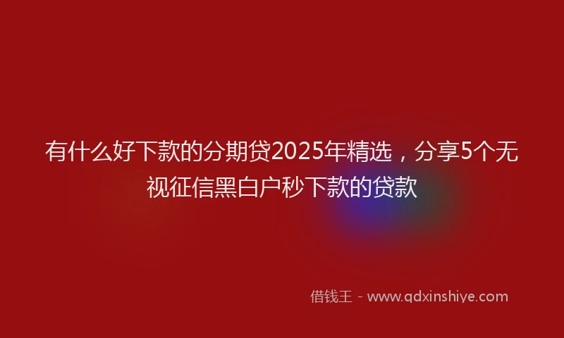 有什么好下款的分期贷2025年精选，分享5个无视征信黑白户秒下款的贷款