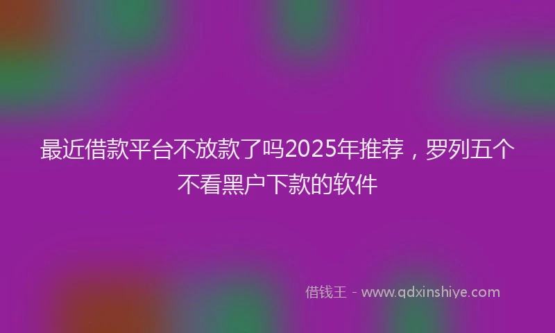 最近借款平台不放款了吗2025年推荐，罗列五个不看黑户下款的软件