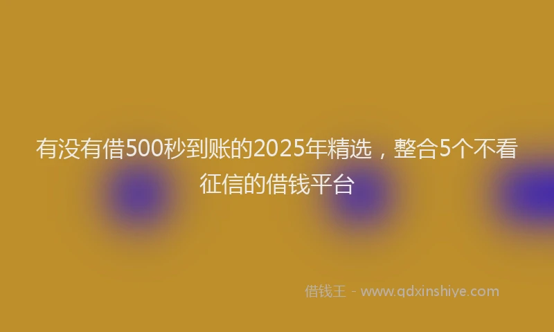有没有借500秒到账的2025年精选，整合5个不看征信的借钱平台