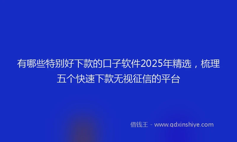 有哪些特别好下款的口子软件2025年精选，梳理五个快速下款无视征信的平台
