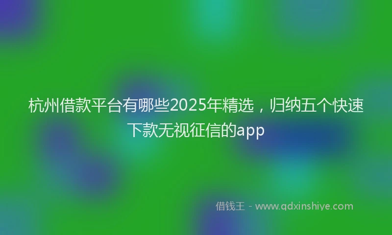 杭州借款平台有哪些2025年精选，归纳五个快速下款无视征信的app