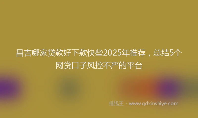 昌吉哪家贷款好下款快些2025年推荐，总结5个网贷口子风控不严的平台